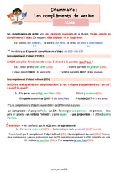 Les compléments de verbe (COD, le COI) - Cours, Leçon de grammaire : 5eme Primaire - PDF à imprimer