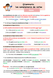 Les compléments de verbe (COD, le COI et le COS) - Cours, Leçon de grammaire : 5eme Primaire - PDF gratuit à imprimer