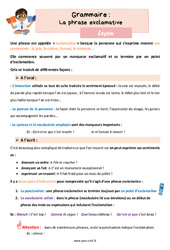 La phrase exclamative - Cours, Leçon de grammaire : 5eme Primaire - PDF gratuit à imprimer