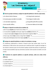 Les fonctions de l’adjectif - Exercices de grammaire : 4eme Primaire - PDF à imprimer