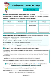 Modes et temps - Exercices de conjugaison : 5eme Primaire - PDF à imprimer