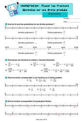 Placer les fractions décimales sur une droite graduée - Exercices de numération : 5eme Primaire - PDF à imprimer
