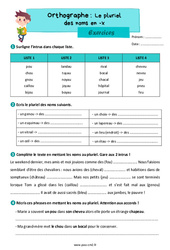 Le pluriel des noms en - x - Exercices d'orthographe : 5eme Primaire - PDF à imprimer