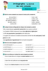 Le pluriel des noms composés - Exercices d'orthographe : 5eme Primaire - PDF à imprimer