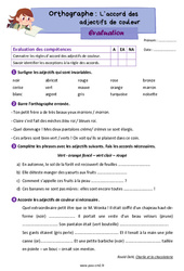 L’accord des adjectifs de couleur - Évaluation d'orthographe : 5eme Primaire - PDF à imprimer