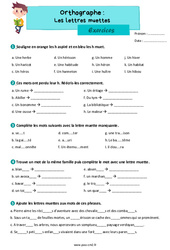 Les lettres muettes - Exercices d'orthographe : 5eme Primaire - PDF à imprimer