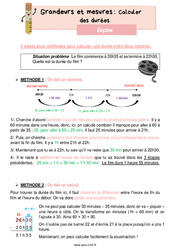 Calculer des durées - Cours, Leçon de grandeurs et mesures : 5eme Primaire - PDF gratuit à imprimer