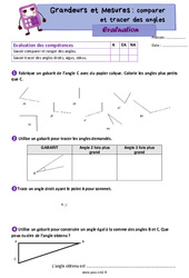 Comparer et tracer des angles - Évaluation de grandeurs et mesures : 5eme Primaire - PDF à imprimer