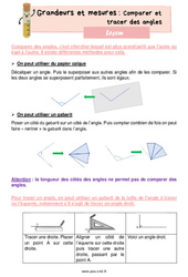 Comparer et tracer des angles - Cours, Leçon de grandeurs et mesures : 5eme Primaire - PDF gratuit à imprimer