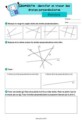 Identifier et tracer des droites perpendiculaires - Exercices de géométrie : 5eme Primaire - PDF à imprimer