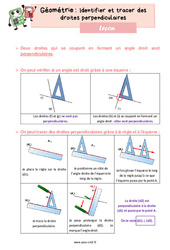 Identifier et tracer des droites perpendiculaires - Cours, Leçon de géométrie : 5eme Primaire - PDF gratuit à imprimer