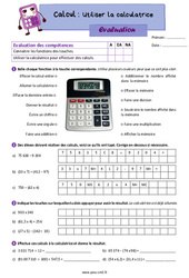 Utiliser la calculatrice - Évaluation de calcul pour le  : 5eme Primaire