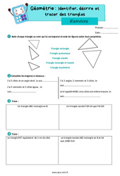 Identifier et décrire des triangles - Exercices de géométrie : 5eme Primaire - PDF à imprimer