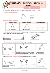 Identifier et décrire des triangles - Cours, Leçon de géométrie : 5eme Primaire - PDF gratuit à imprimer