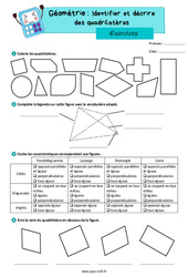 Identifier et décrire des quadrilatères - Exercices de géométrie : 5eme Primaire - PDF à imprimer