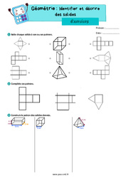 Identifier et construire des patrons de solides - Exercices de géométrie : 5eme Primaire - PDF à imprimer