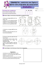 Construire à partir d'un programme - Évaluation de géométrie : 5eme Primaire - PDF à imprimer