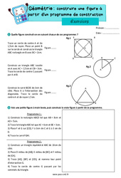 Construire à partir d'un programme - Exercices de géométrie : 5eme Primaire - PDF à imprimer