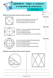 Écrire un programme de construction - Exercices de géométrie : 5eme Primaire - PDF à imprimer