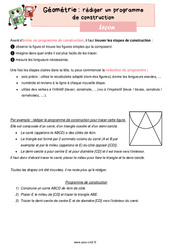 Écrire un programme de construction - Cours, Leçon de géométrie : 5eme Primaire - PDF gratuit à imprimer