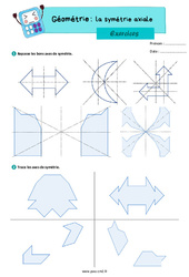 Symétrie axiale - Exercices de géométrie : 5eme Primaire - PDF à imprimer