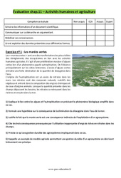 Activités humaines et agriculture - Examen Evaluation avec les corrigés : 2eme Secondaire - PDF à imprimer
