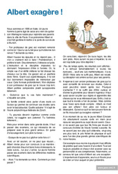 Albert exagère ! - Récit - Lecture : 4eme Primaire - PDF à imprimer
