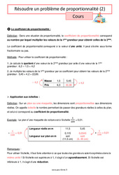 Résoudre un problème de proportionnalité (2) - Cours pour la  : 6eme Primaire - PDF à imprimer