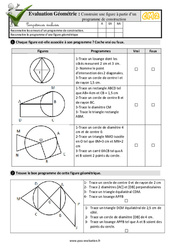 Construire une figure à partir d’un programme de construction - Examen Evaluation- Fiches QCM - Quiz  : 5eme Primaire - PDF à imprimer