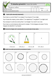 Tracer des cercles - Examen Evaluation- Fiches QCM - Quiz  : 3eme Primaire - PDF à imprimer