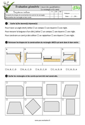 Tracer des quadrilatères - Fiches Le rectangle et le carré - Examen Evaluation- Fiches QCM - Quiz à imprimer : 3eme Primaire