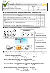Les situations de proportionnalité - Examen Evaluation- Fiches QCM - Quiz  : 5eme Primaire - PDF à imprimer