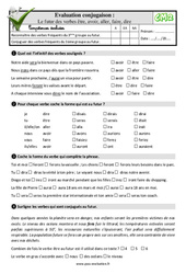 Le futur des verbes être, avoir, aller, faire, dire - Examen Evaluation- Fiches QCM - Quiz : 5eme Primaire - PDF à imprimer