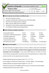 L’accord de l’attribut du sujet - Examen Evaluation- Fiches QCM - Quiz à imprimer : 5eme Primaire