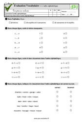 L’ordre alphabétique - Examen Evaluation- Fiches QCM - Quiz : 2eme Primaire - PDF à imprimer