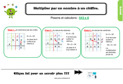 Bilan  sur multiplier par un nombre à un chiffre - Examen Evaluation avec le corrigé : 4eme Primaire - PDF à imprimer