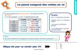 Le passé composé des verbes en - er - Examen Evaluation et bilan  avec le corrigé : 2eme Primaire - PDF à imprimer