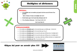Evaluation et bilan - Multiples et diviseurs : 4eme Primaire