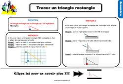 Tracer un triangle rectangle - Examen Evaluation et bilan  avec le corrigé : 3eme Primaire - PDF à imprimer