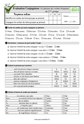 Le présent des verbes fréquents du  groupe - Examen Evaluation- Fiches QCM - Quiz : 4eme Primaire - PDF à imprimer