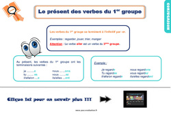 Evaluation avec le corrigé - Le présent des verbes du 1er groupe - Bilan  : 2eme Primaire - PDF à imprimer