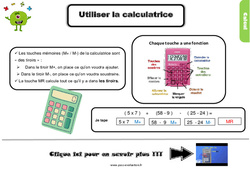 Utiliser la calculatrice - Examen Evaluation et bilan  avec le corrigé : 5eme Primaire - PDF à imprimer