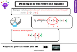 Bilan  sur décomposer les fractions simples - Examen Evaluation avec le corrigé : 4eme Primaire - PDF à imprimer