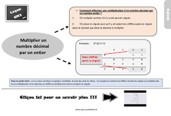 Bilan  sur comment multiplier un nombre décimal par un entier - Examen Evaluation avec la correction : 5eme Primaire - PDF à imprimer
