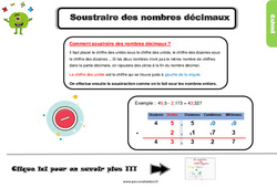Bilan  - Soustraction des nombres décimaux - Examen Evaluation avec la correction : 5eme Primaire - PDF à imprimer