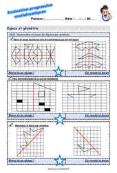 Reconnaître et tracer des figures par symétrie - Examen Evaluation progressive  : 3eme Primaire - PDF à imprimer