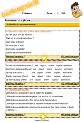 Identifier des phrases exclamatives - Examen Evaluation progressive : 5eme Primaire - PDF à imprimer