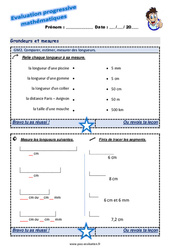 Comparer, estimer, mesurer des longueurs - Examen Evaluation progressive  : 2eme Primaire - PDF à imprimer