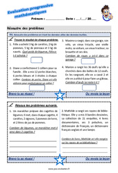 Résoudre des problèmes en triant les données utiles des données inutiles - Examen Evaluation progressive  : 3eme Primaire - PDF à imprimer
