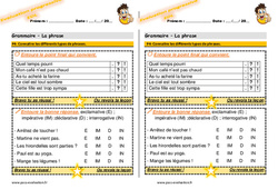 Connaitre les différents types de phrases - Examen Evaluation progressive  : 2eme Primaire - PDF à imprimer